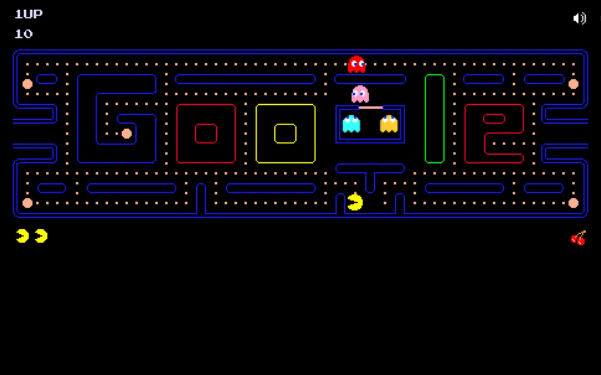 Pac-Man Doodle as it appears in the browser