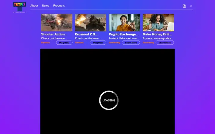 Tetris as it appears in the browser