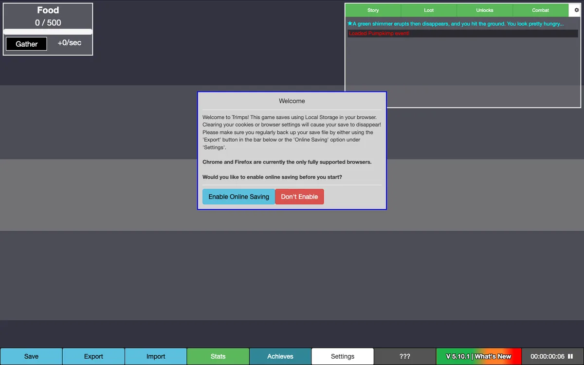 Trimps as it appears in the browser