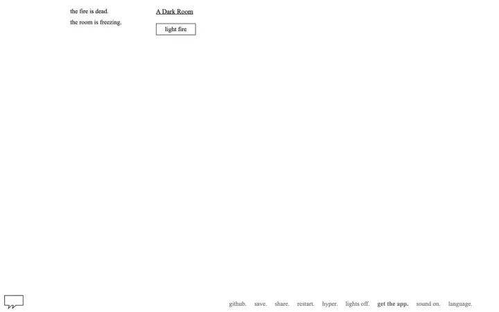 A Dark Room as it appears in the browser