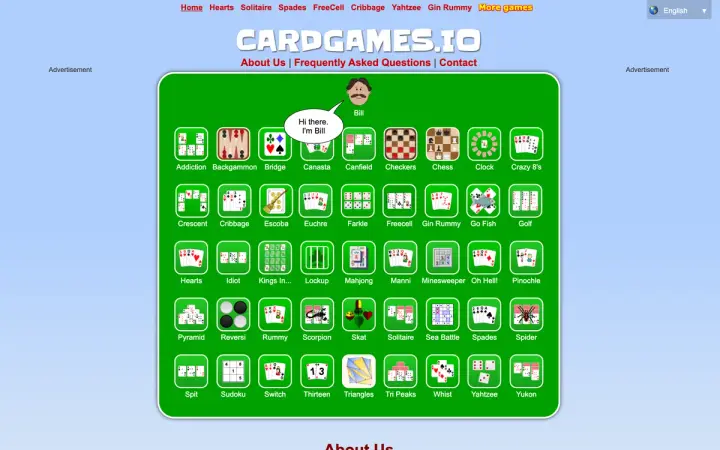 CardGames.io as it appears in the browser