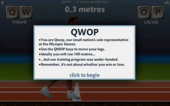 QWOP as it appears in the browser