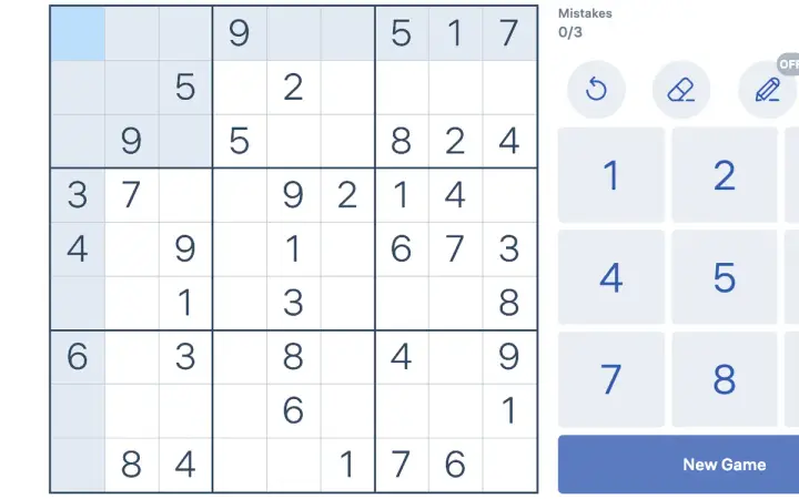 Sudoku.com as it appears in the browser