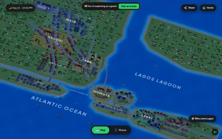 Lagos Tycoon as it appears in the browser