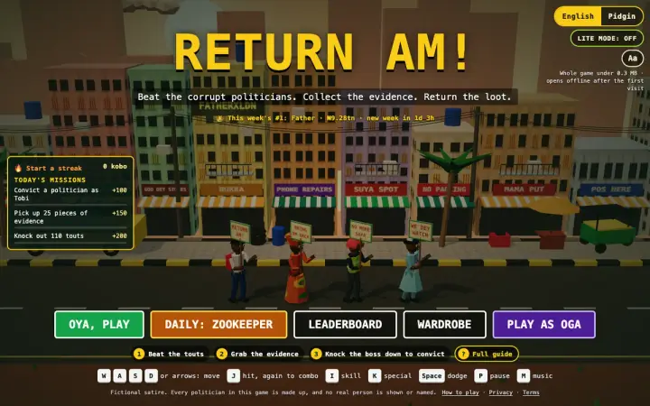 Return Am! as it appears in the browser