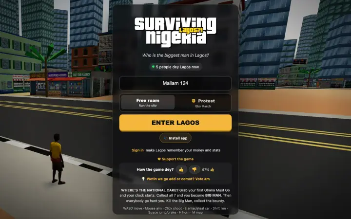 Surviving Nigeria as it appears in the browser