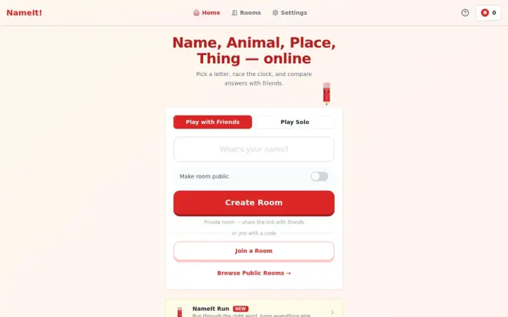 NameIt! as it appears in the browser