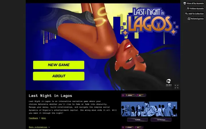 Last Night In Lagos as it appears in the browser
