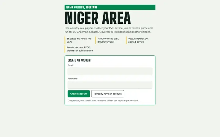 Niger Area as it appears in the browser