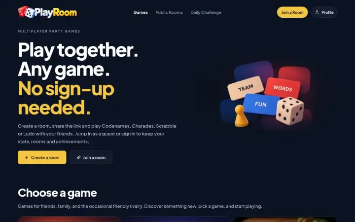 PlayRoom as it appears in the browser