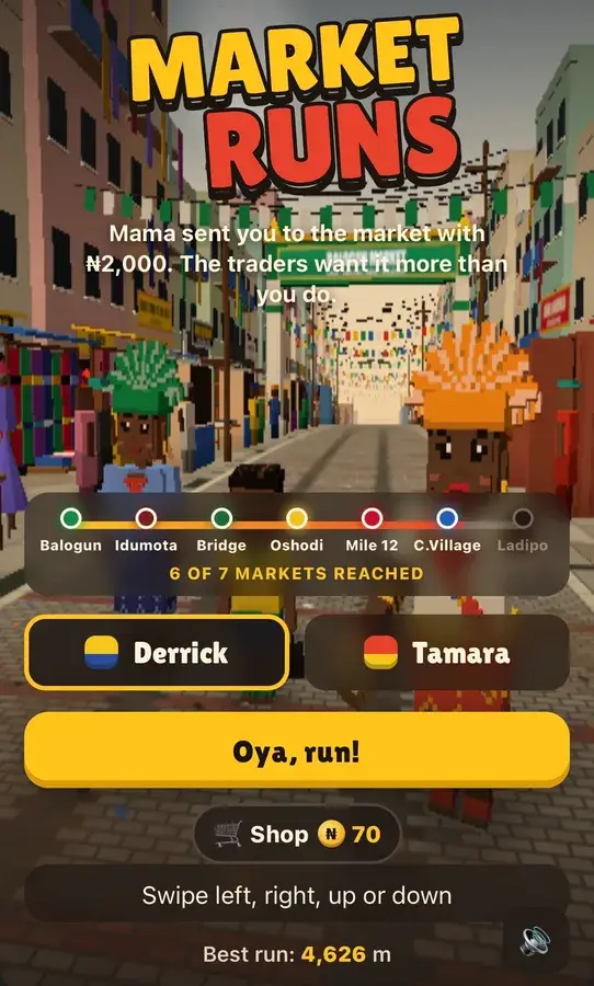 Market Run as it appears in the browser