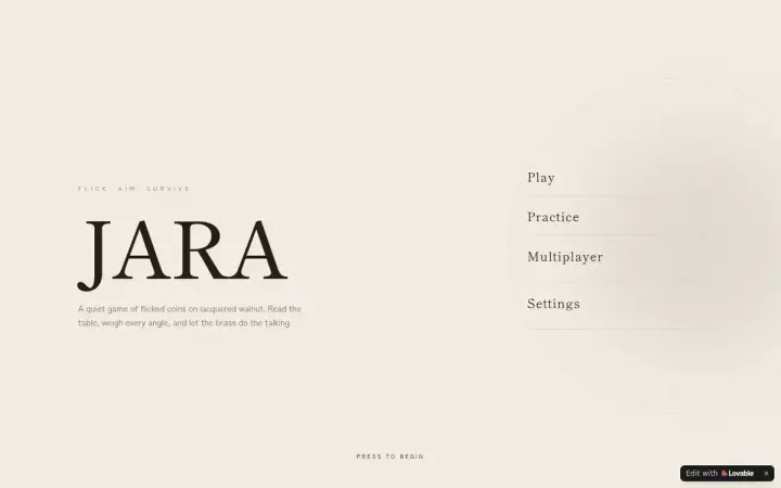 Jara as it appears in the browser