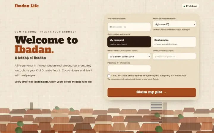 Ibadan Life as it appears in the browser