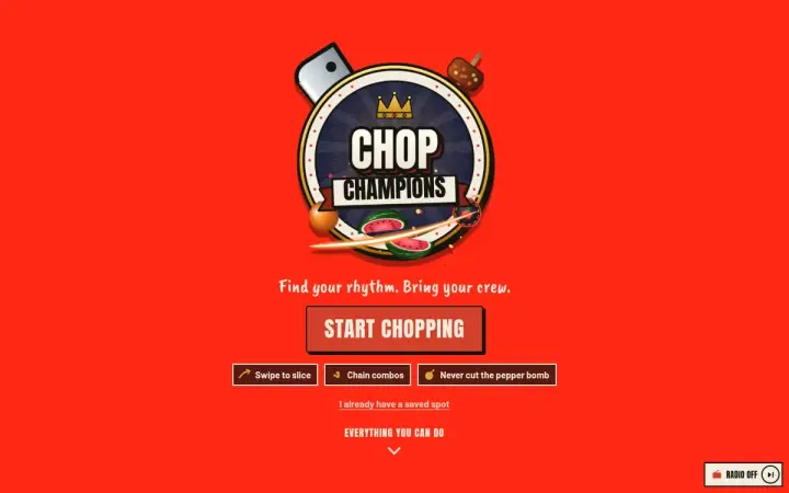 Chop Champions as it appears in the browser