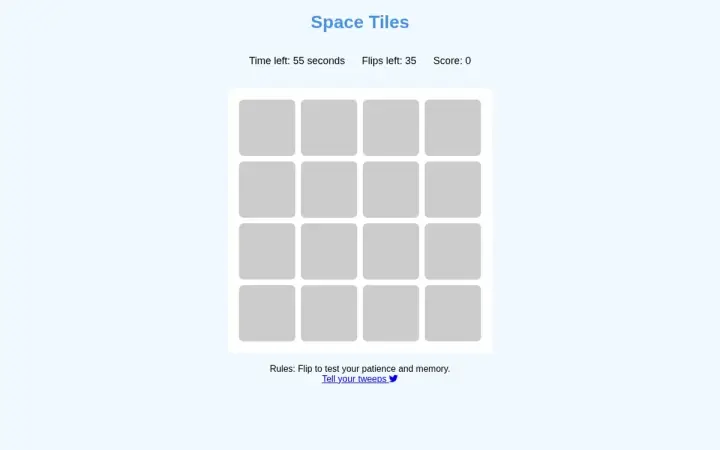 Space Tiles as it appears in the browser
