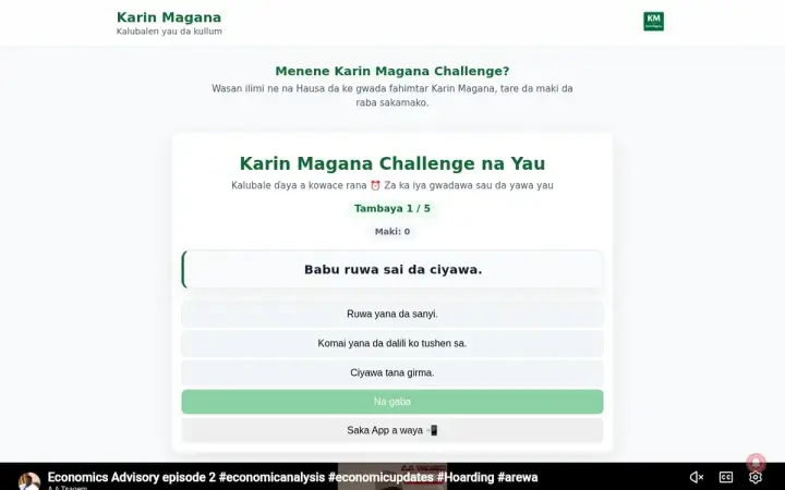 Karin Magana Challenge na Yau as it appears in the browser