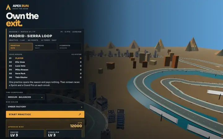 ApexRun as it appears in the browser