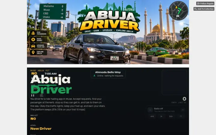 Abuja Driver as it appears in the browser