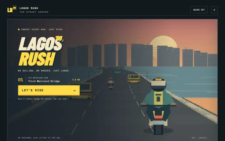 Lagos Rush ’99 as it appears in the browser