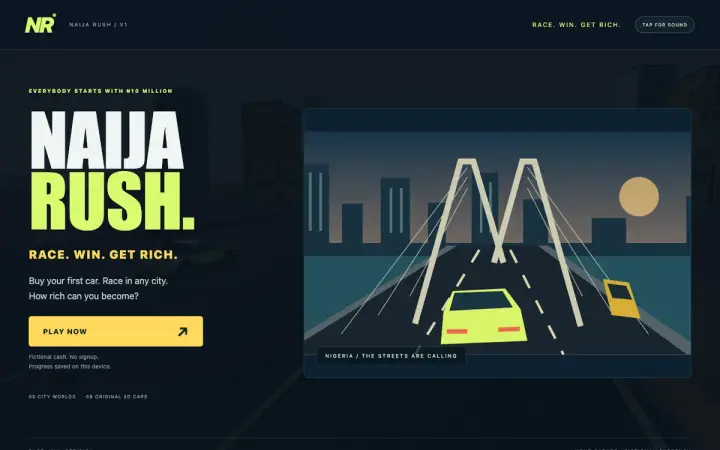 Naija Rush as it appears in the browser