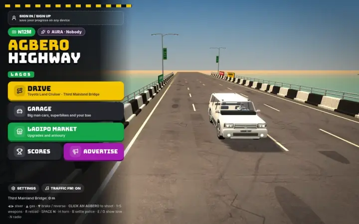 Agbero Highway as it appears in the browser