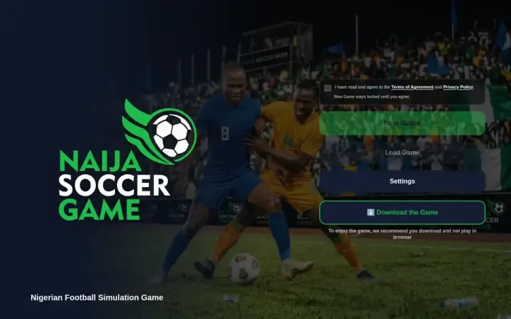 Naija Soccer Game as it appears in the browser