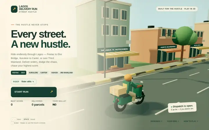 Lagos Delivery Run as it appears in the browser
