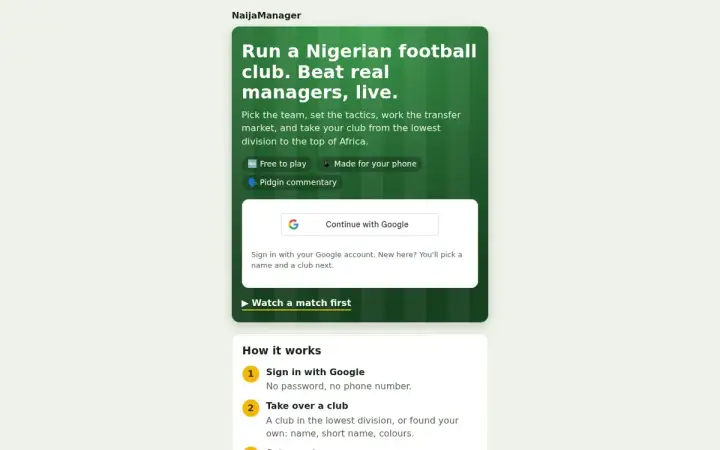 Naija Manager as it appears in the browser