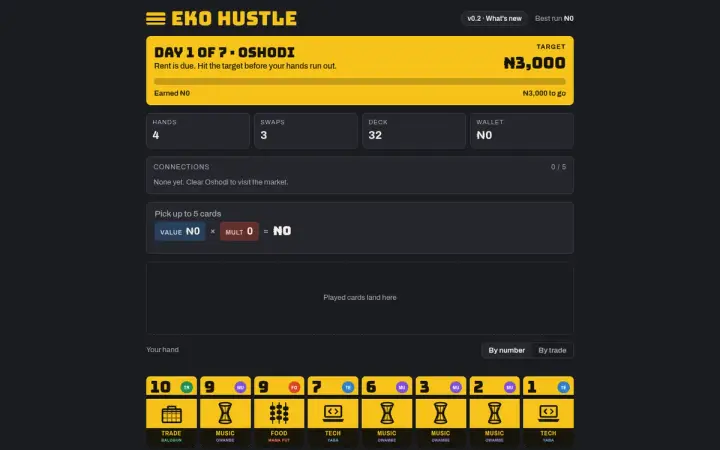 Eko Hustle as it appears in the browser