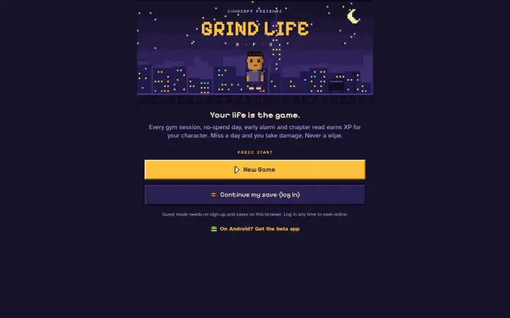 Grind Life RPG as it appears in the browser