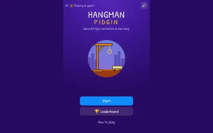 Hangman Pidgin as it appears in the browser