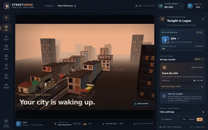 STREETVERSE as it appears in the browser