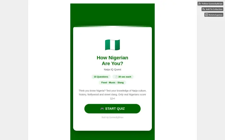 Naija IQ Quest as it appears in the browser