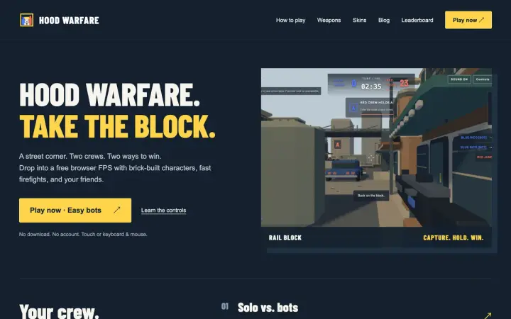 Hood Warfare as it appears in the browser