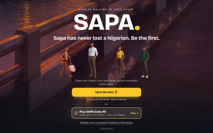 SAPA — Outrun Sapa as it appears in the browser